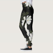 Leggings Aquarelle Blanc Cosmos Fleurs Peinture Botanique (Gauche)