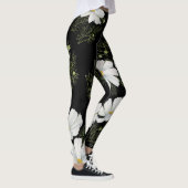 Leggings Aquarelle Blanc Cosmos Fleurs Peinture Botanique (Droite)