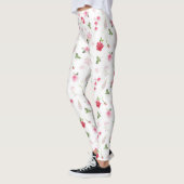 Leggings Aquarelle blanche rose Fille Motif floral (Gauche)