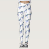 Leggings aquarelle bleu bleu pourpre papillon (Devant)