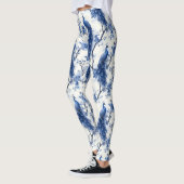 Leggings Aquarelle bleu classique Chinoiserie française Pea (Gauche)