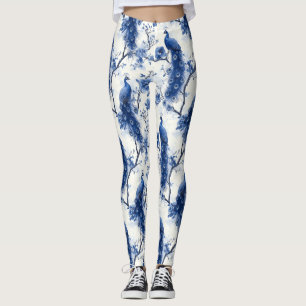 Leggings Aquarelle bleu classique Chinoiserie française Pea