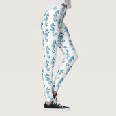 Leggings Aquarelle Bleu Cute Seahorses Or Épercées (Droite)