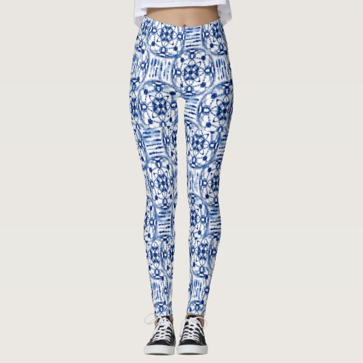 Leggings Aquarelle Bleu foncé Bleu foncé Couleur Motif (Devant)