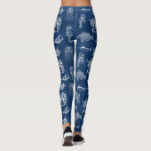 Leggings Aquarelle bleu marine Océan Animaux marins (Dos)