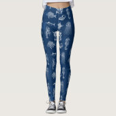 Leggings Aquarelle bleu marine Océan Animaux marins (Devant)