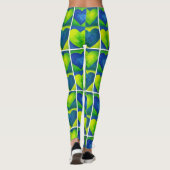 Leggings Aquarelle bleu vert Coeurs Art Amour Coeur Imprime (Dos)