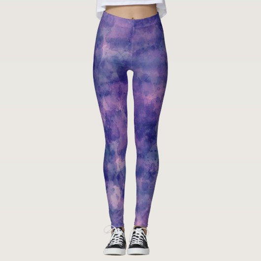Leggings Aquarelle bleu violet rose (Devant)