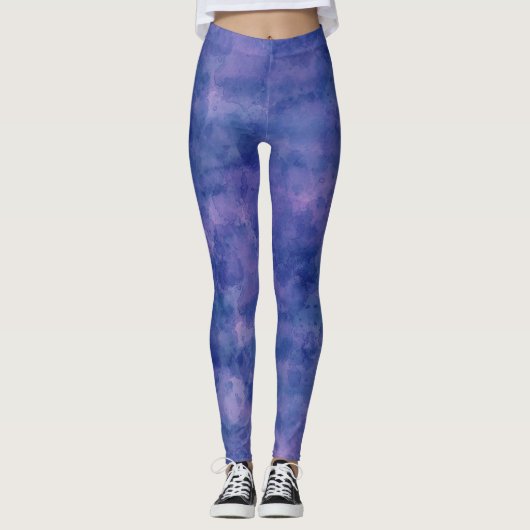 Leggings Aquarelle bleu violet rose (Devant)