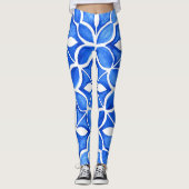 Leggings Aquarelle bleue Toscane italienne Carrelage (Devant)