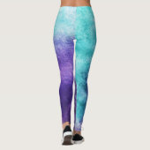 Leggings Aquarelle bleue turquoise et violette (Dos)