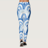 Leggings Aquarelle bleue : Vagues de mer Abstraites (Dos)