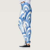 Leggings Aquarelle bleue : Vagues de mer Abstraites (Gauche)