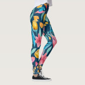 Leggings Aquarelle botanique : fleurs, ornement feuille. (Droite)