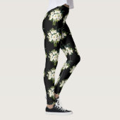 Leggings Aquarelle Bouquet Fleurs blanches Motif noir (Droite)