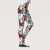 Leggings Aquarelle Bourgogne Fleurs d'hiver Noël (Droite)
