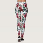Leggings Aquarelle Bourgogne Fleurs d'hiver Noël (Dos)