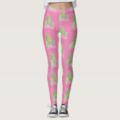 Leggings Aquarelle Cactus Pot Plante Motif rose (Devant)