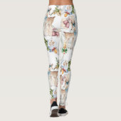 Leggings Aquarelle Cerf de Noël et Oiseau d'hiver (Dos)