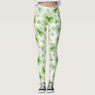 Leggings Aquarelle Chanceuse Trèfle à Quatre Feuilles Irlan