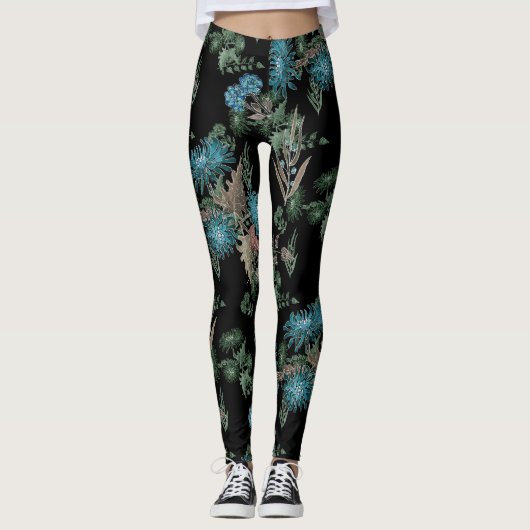 Leggings Aquarelle, chrysanthèmes (Devant)