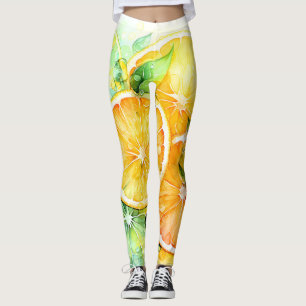 Leggings Aquarelle Citron Orange Citron Vert Botanique Cuis