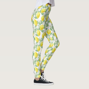 Leggings Aquarelle Citrons Motif avec citronnier Feuilles