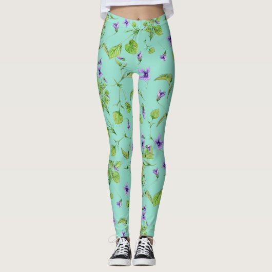 Leggings Aquarelle claire Violettes Leggins (Devant)