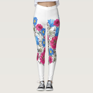 Leggings Aquarelle coeur fleuri, arang fleur sauvage lumine