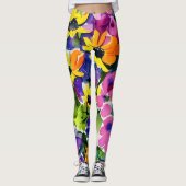 Leggings Aquarelle colorée Art Floral (Devant)