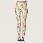 Leggings Aquarelle colorée brillante Motif floral (Devant)