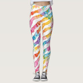 Leggings Aquarelle colorée Rayures Abstraites (Devant)