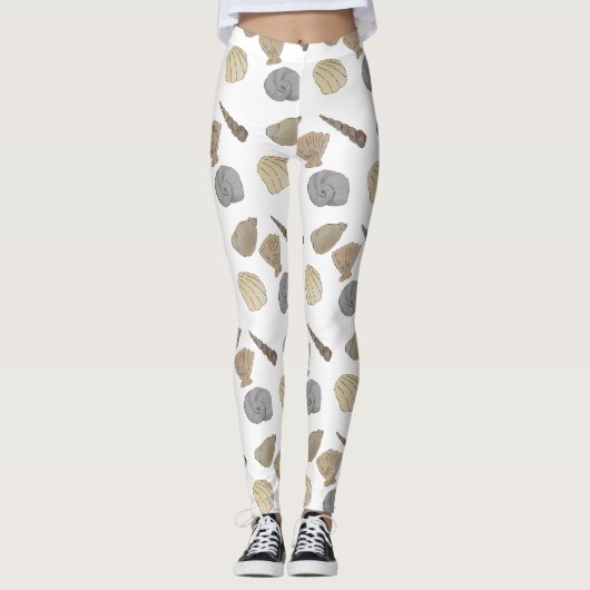 Leggings Aquarelle côtière Coques marines (Devant)