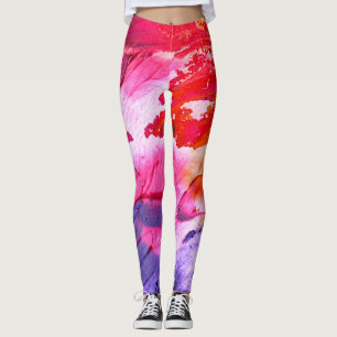 Leggings Aquarelle couleur rouge et bleu Abstrait