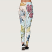 Leggings Aquarelle couleur terre Floral Art Feuille (Dos)