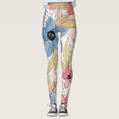 Leggings Aquarelle couleur terre Floral Art Feuille (Devant)
