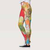 Leggings Aquarelle Daffodil Fleur Légendes florales rouges (Gauche)