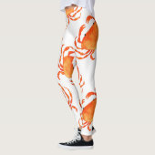 Leggings Aquarelle de crabe : Motif Arrière - plan blanc (Gauche)