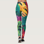 Leggings Aquarelle de feuillage tropical Paradis (Dos)