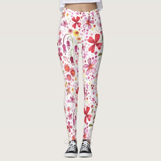 Leggings Aquarelle de fleurs sauvages (Devant)