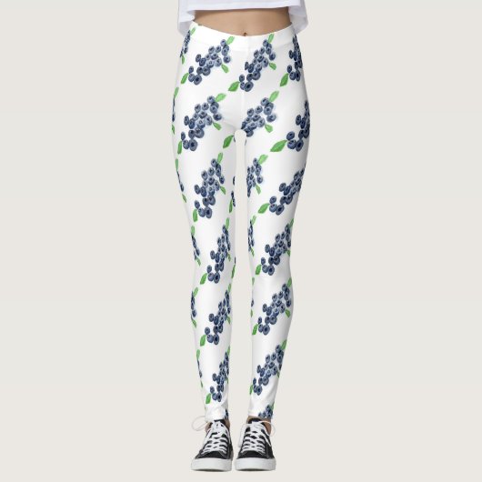 Leggings Aquarelle de fruits Blueberries Motif alimentaire  (Devant)