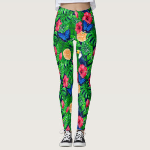 Leggings Aquarelle de jardin toucan et tropical