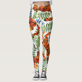 Leggings Aquarelle de la Jungle de Tigre vintage