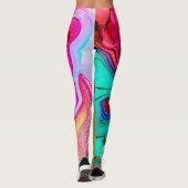 Leggings Aquarelle de marbre moderne vibrante (Dos)