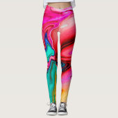 Leggings Aquarelle de marbre moderne vibrante (Devant)