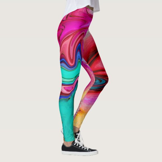 Leggings Aquarelle de marbre moderne vibrante (Droite)