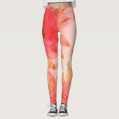 Leggings Aquarelle de Rose de corail (Devant)