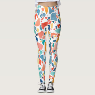 Leggings Aquarelle de Terrazzo : Motif coloré sans couture.