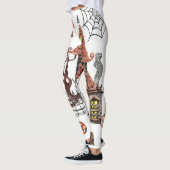 Leggings Aquarelle d'Halloween : Haunted House Motif. (Gauche)