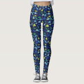 Leggings Aquarelle Dinosaur Motif Silhouette Bleu vert (Devant)